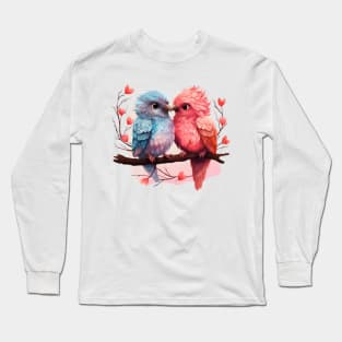 Valentine Kissing Potoo Bird Couple Long Sleeve T-Shirt